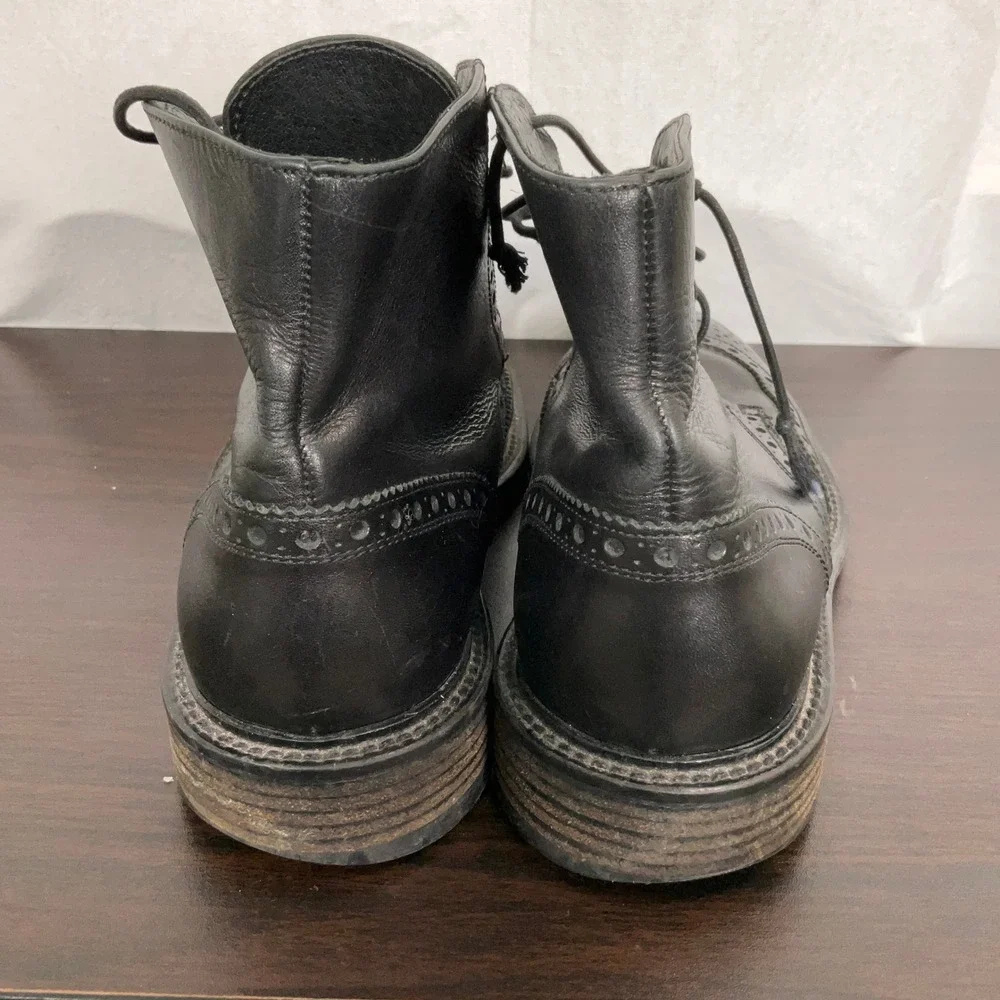 Banana Republic Brogue Boots Mens 9D Black Italy Leather Wingtip‎ Chukka Goth